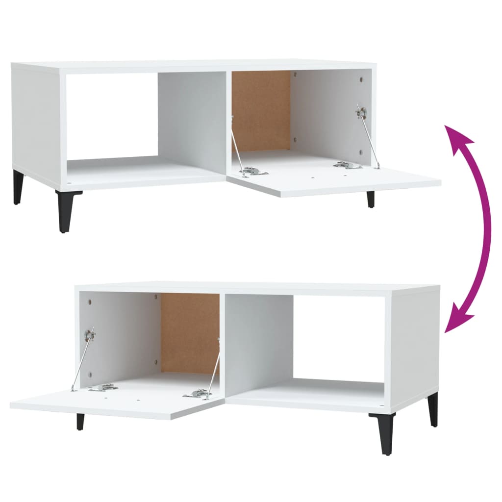 Table basse blanc 90x50x40 cm bois d'ingénierie - XIOS