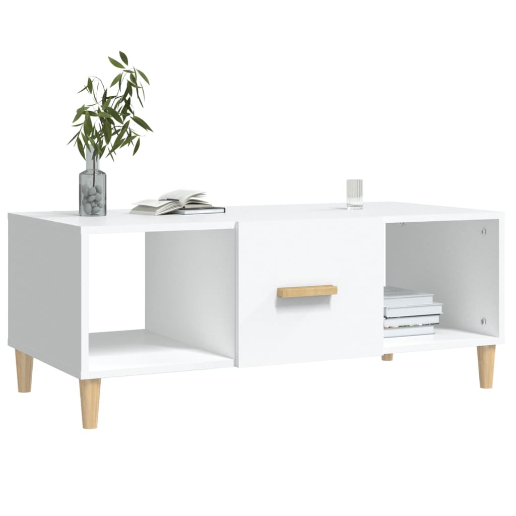 Table basse blanc 102x50x40 cm bois d'ingénierie - XIOS