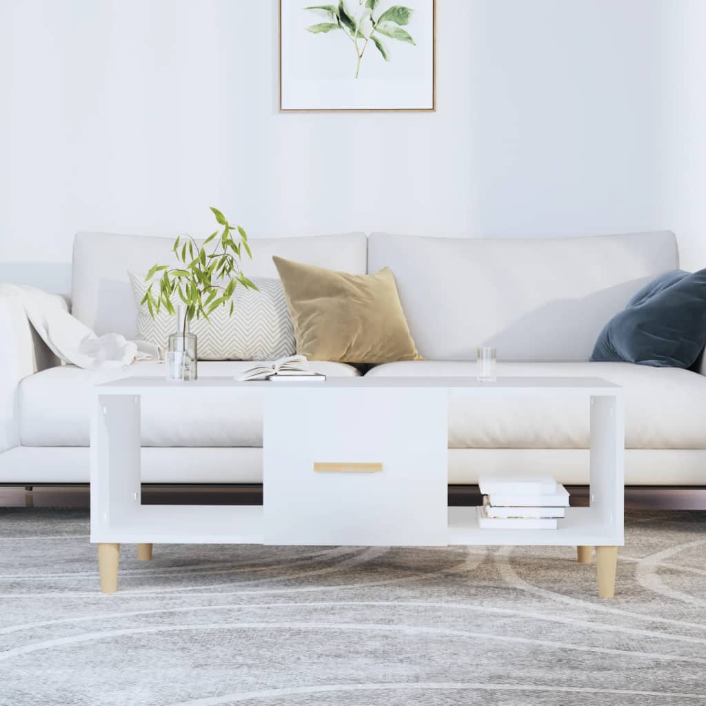 Table basse blanc 102x50x40 cm bois d'ingénierie - XIOS
