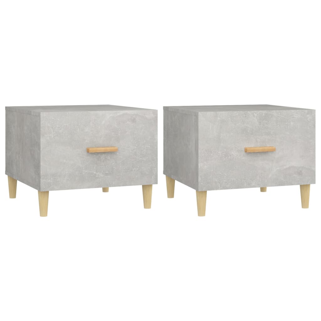 Tables basses 2 pcs gris béton 50x50x40 cm bois d'ingénierie - XIOS