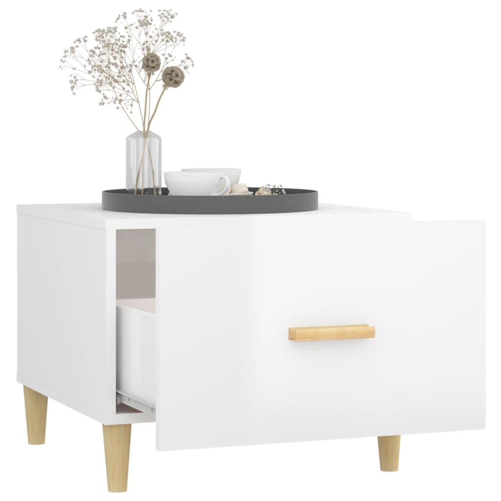 Table basse Blanc brillant 50x50x40 cm Bois d'ingénierie - XIOS