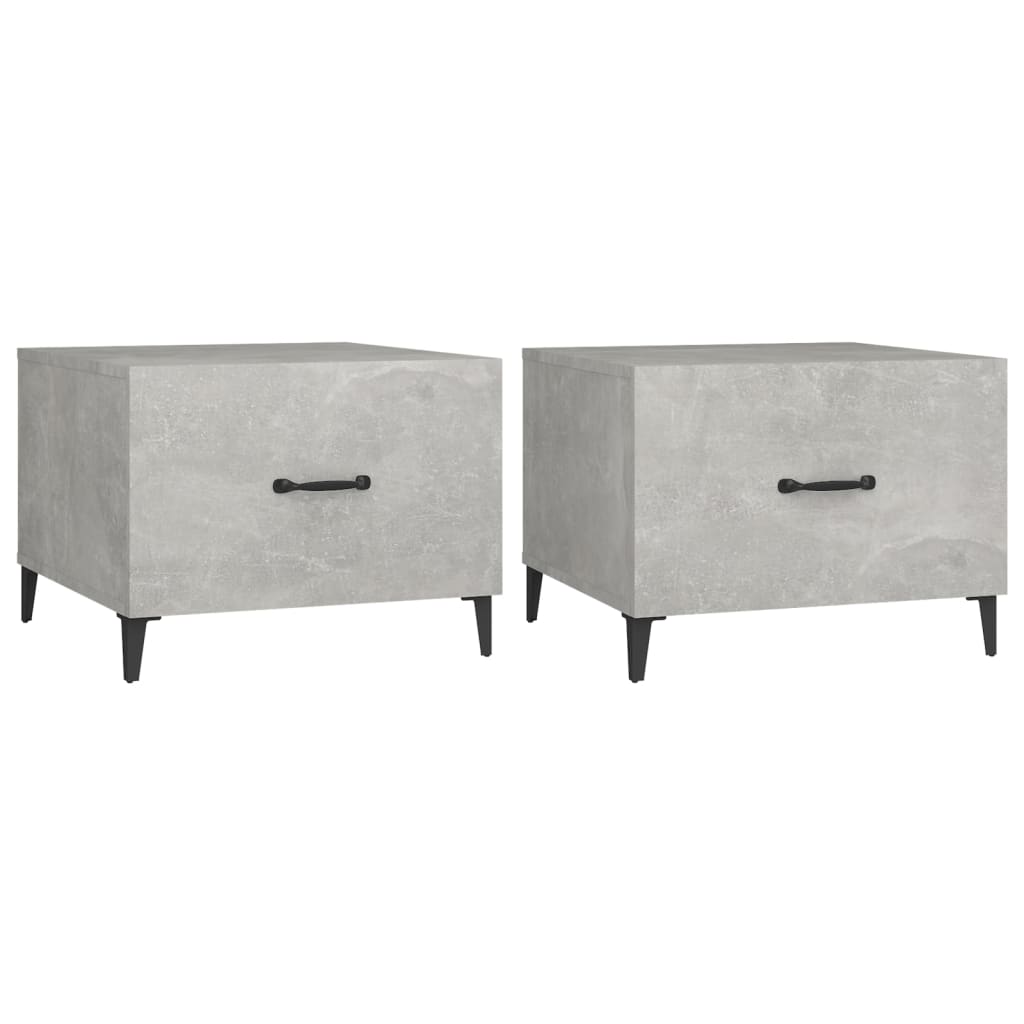 Tables basses avec pieds en métal 2 pcs Gris béton 50x50x40 cm - XIOS