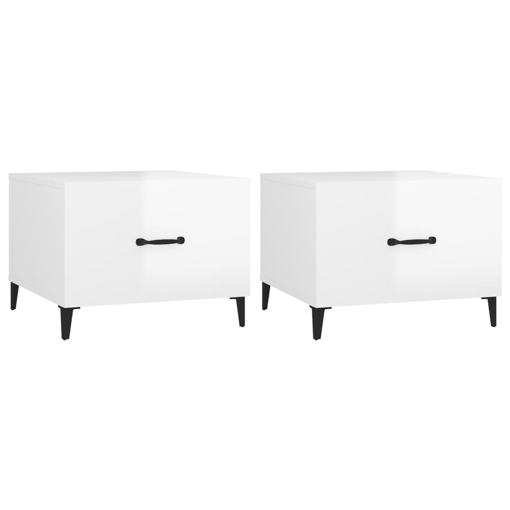 Tables basses avec pieds métal 2 pcs Blanc brillant 50x50x40 cm - XIOS