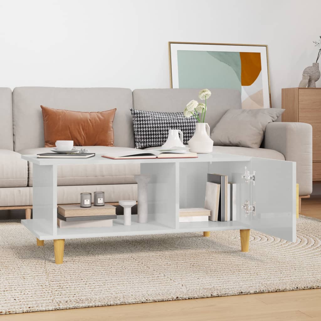 Table basse Blanc brillant 90x50x40 cm Bois d'ingénierie - XIOS