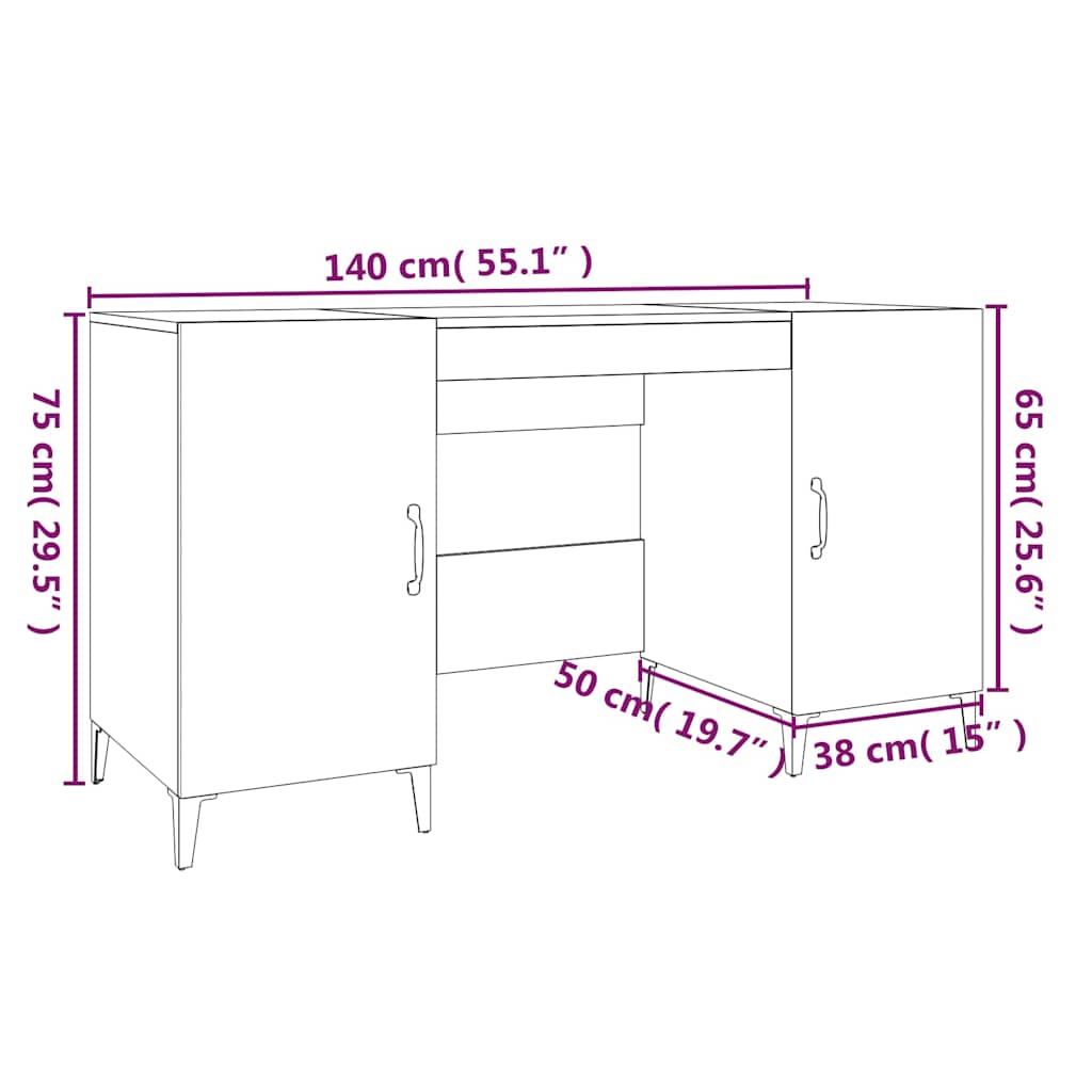 Bureau Gris béton 140x50x75 cm Bois d'ingénierie - XIOS