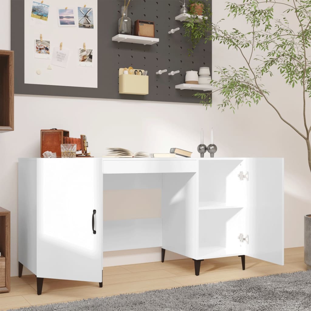 Bureau Blanc brillant 140x50x75 cm Bois d'ingénierie - XIOS