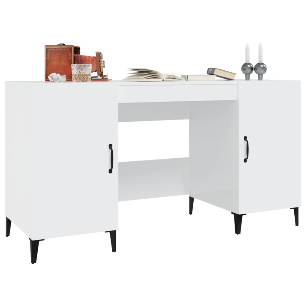 Bureau Blanc brillant 140x50x75 cm Bois d'ingénierie - XIOS