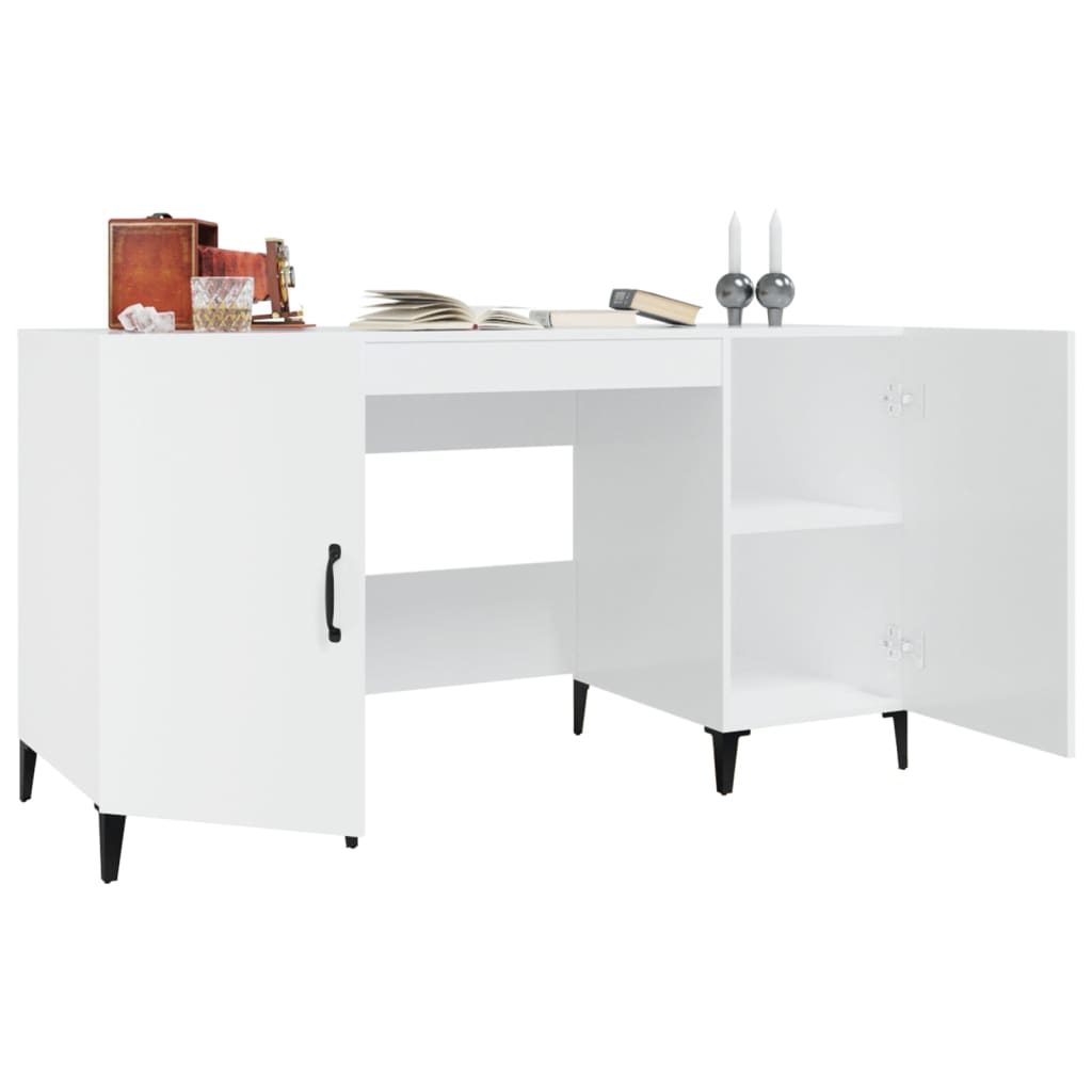 Bureau Blanc brillant 140x50x75 cm Bois d'ingénierie - XIOS