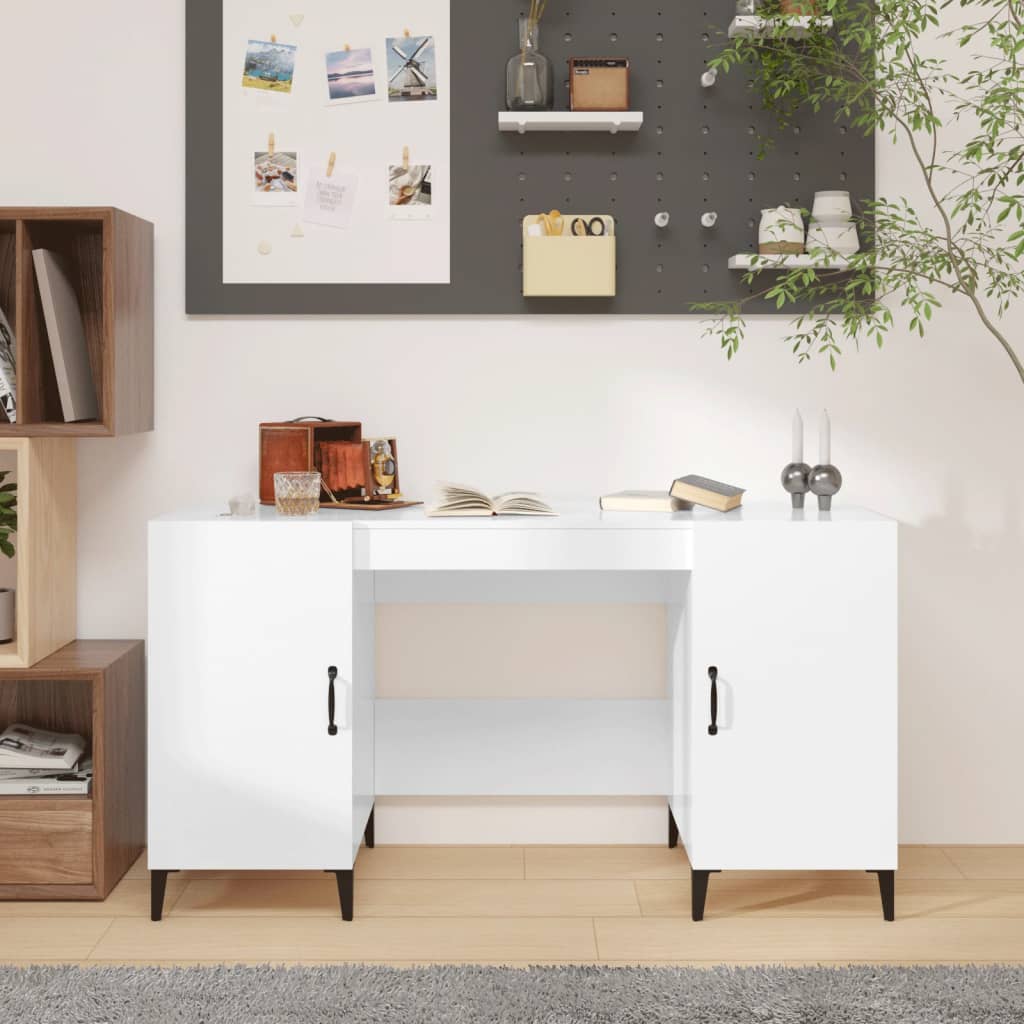 Bureau Blanc brillant 140x50x75 cm Bois d'ingénierie - XIOS