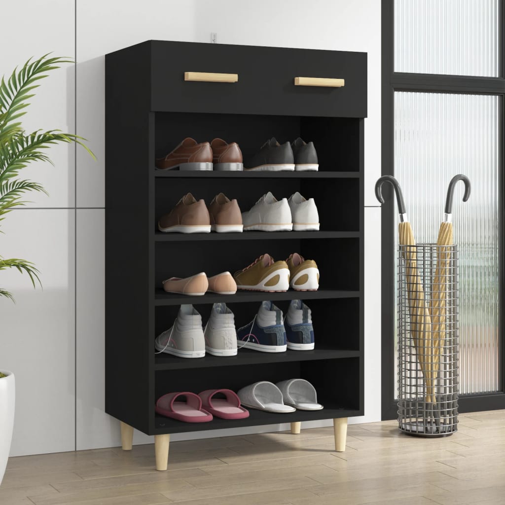 Armoire à chaussures Noir 60x35x105 cm Bois d'ingénierie - XIOS