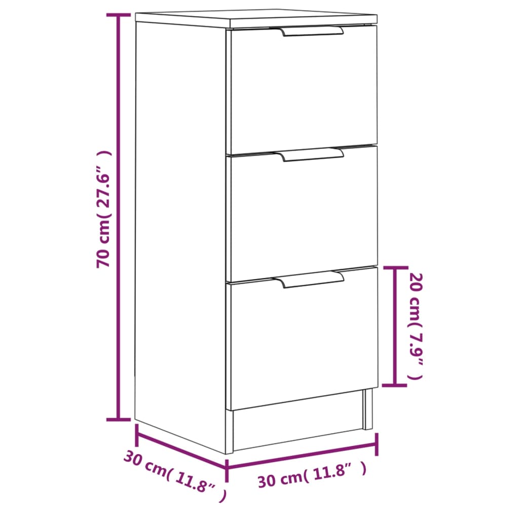 Buffets 2 pcs Sonoma gris 30x30x70 cm Bois d'ingénierie - XIOS