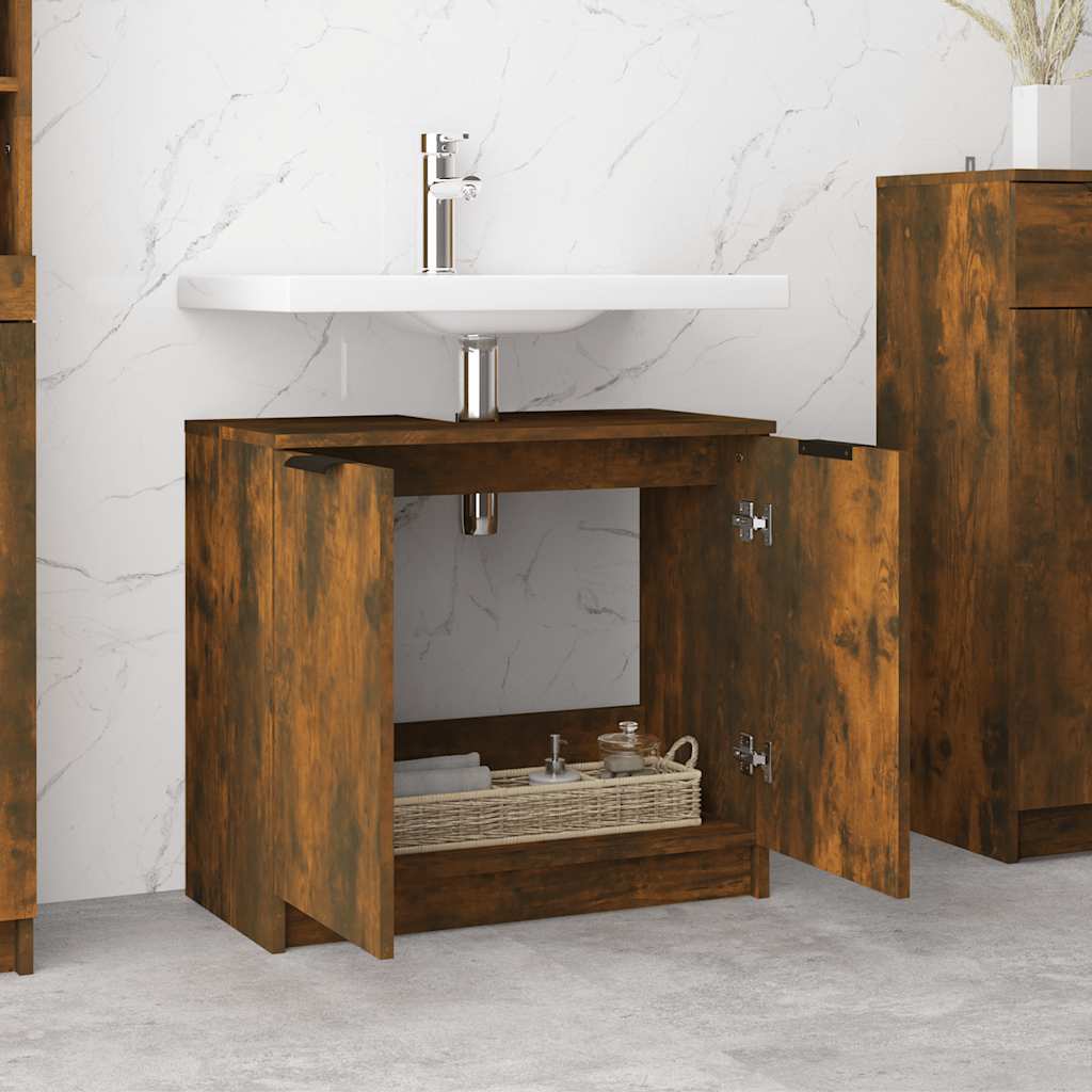 Armoire de bain Chêne fumé 64,5x33,5x59 cm Bois d'ingénierie - XIOS