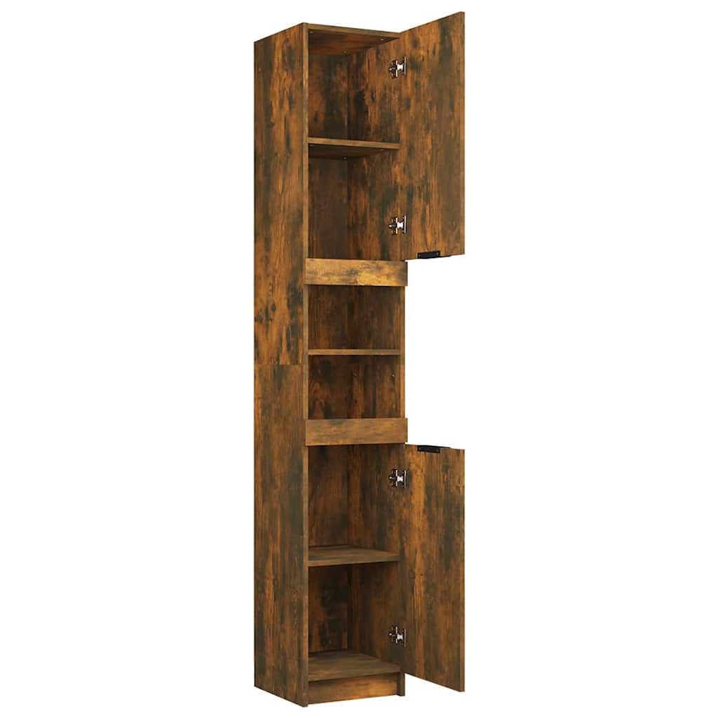 Armoire de bain Chêne fumé 32x34x188,5 cm Bois d'ingénierie - XIOS