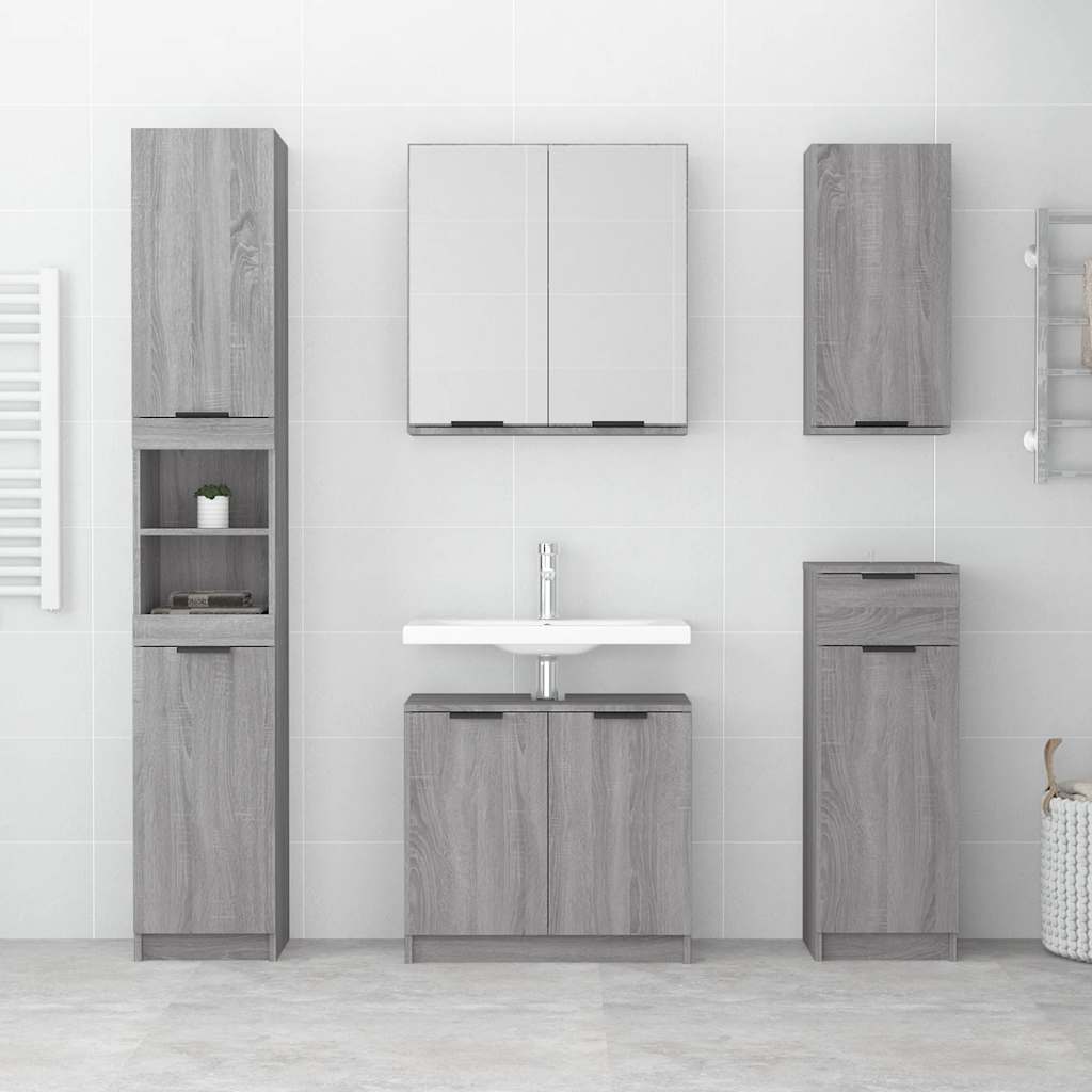 Armoire de bain Sonoma gris 32x34x188,5 cm Bois d'ingénierie - XIOS