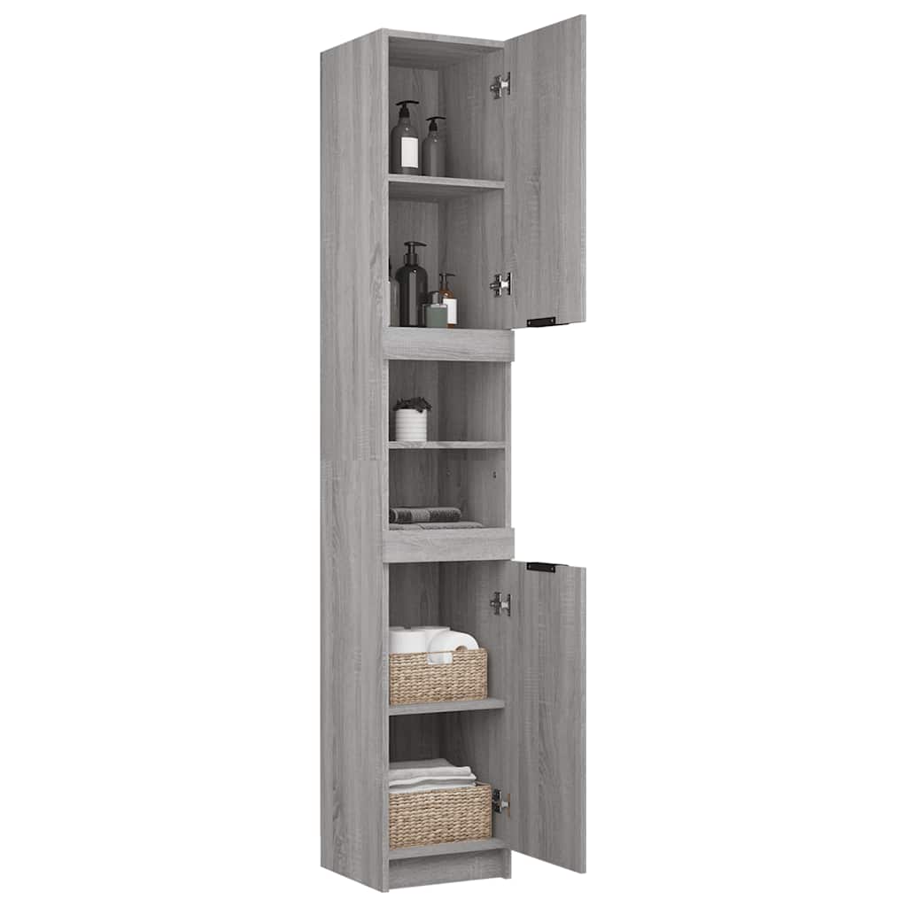 Armoire de bain Sonoma gris 32x34x188,5 cm Bois d'ingénierie - XIOS