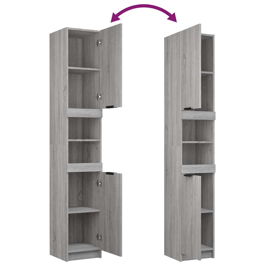 Armoire de bain Sonoma gris 32x34x188,5 cm Bois d'ingénierie - XIOS