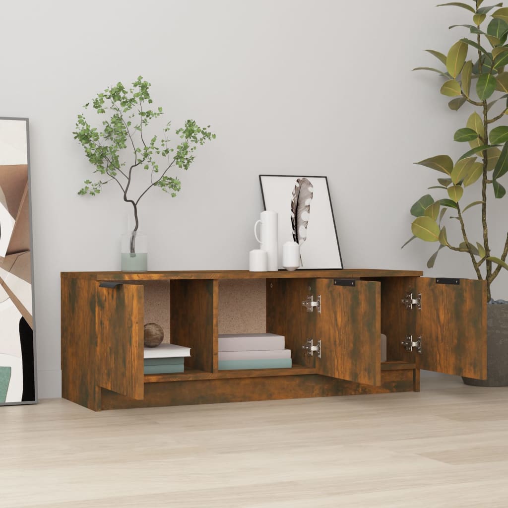 Meuble TV Chêne fumé 102x35x36,5 cm Bois d'ingénierie - XIOS