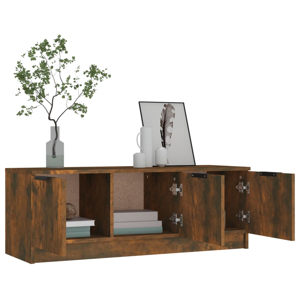 Meuble TV Chêne fumé 102x35x36,5 cm Bois d'ingénierie - XIOS