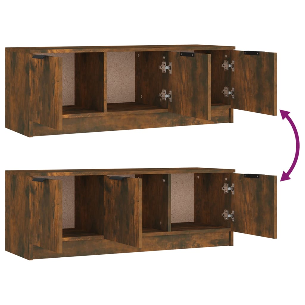 Meuble TV Chêne fumé 102x35x36,5 cm Bois d'ingénierie - XIOS