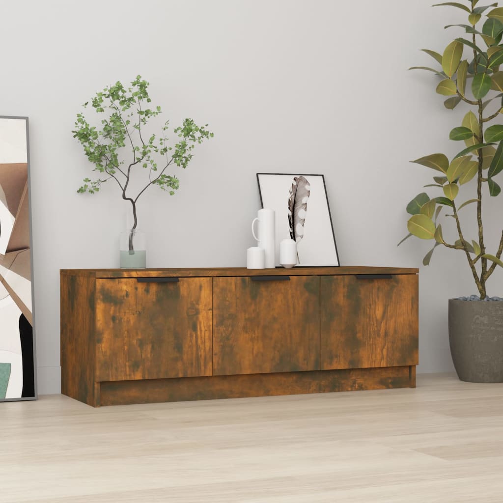 Meuble TV Chêne fumé 102x35x36,5 cm Bois d'ingénierie - XIOS