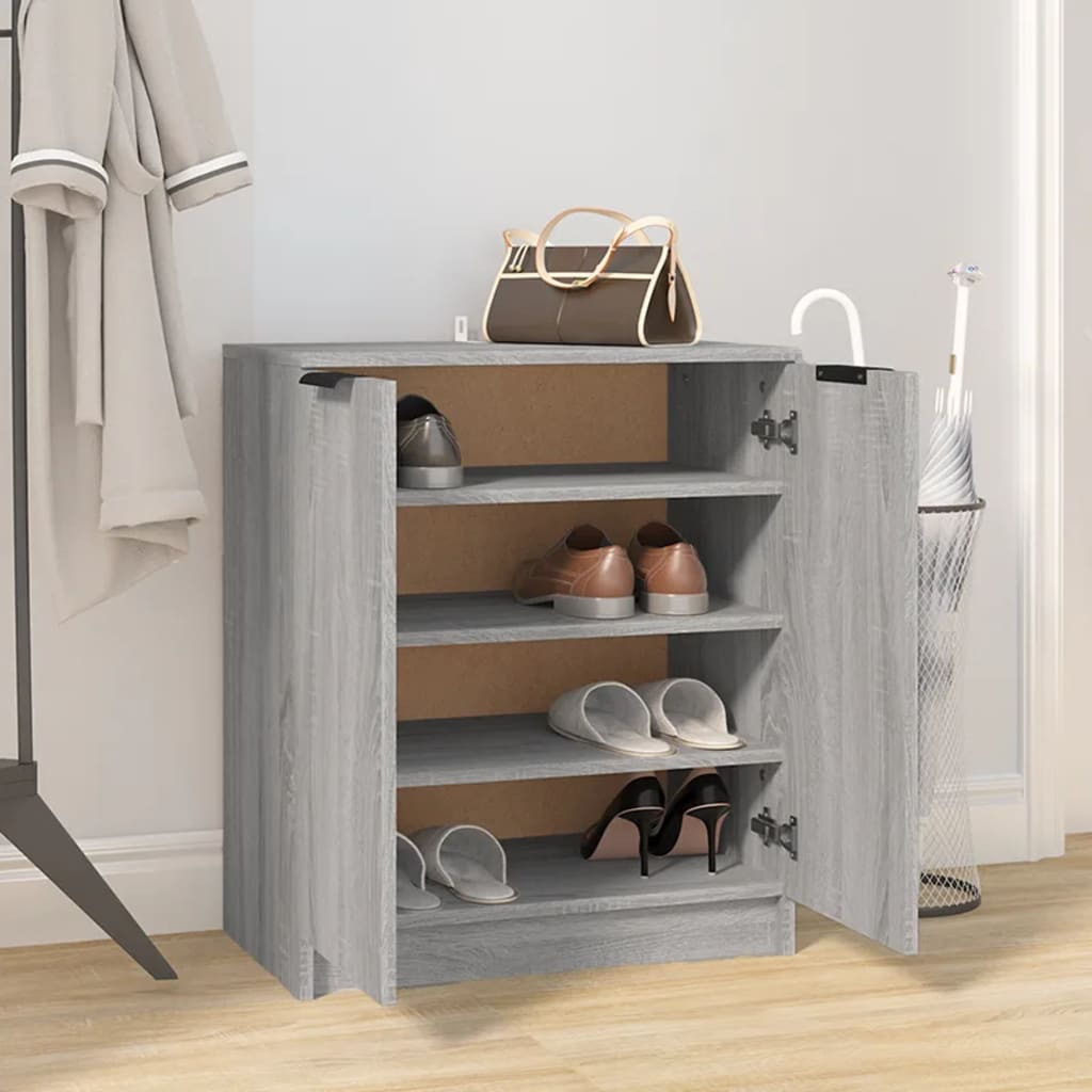Meuble à chaussures Sonoma gris 59x35x70 cm Bois d'ingénierie - XIOS