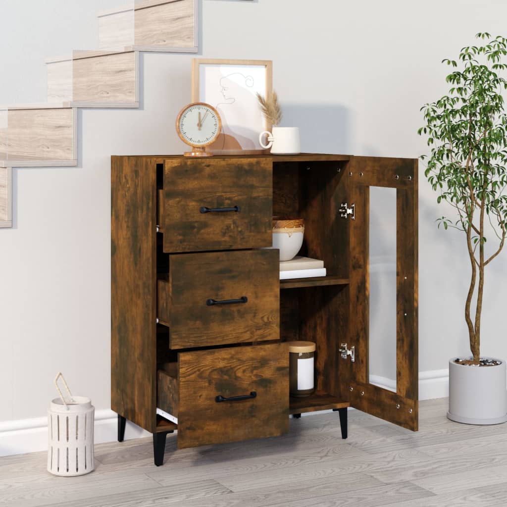 Buffet chêne fumé 69,5x34x90 cm bois d'ingénierie - XIOS