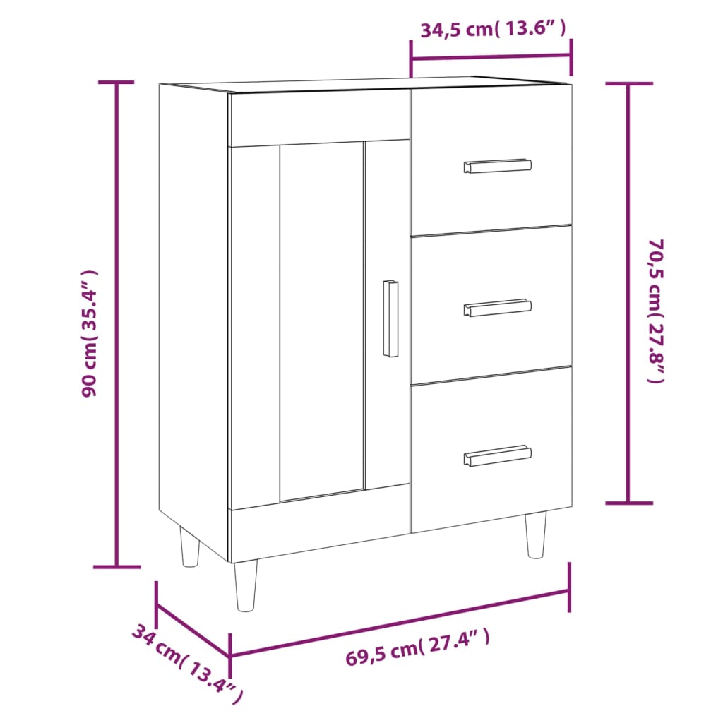 Buffet Chêne fumé 69,5x34x90 cm Bois d'ingénierie - XIOS