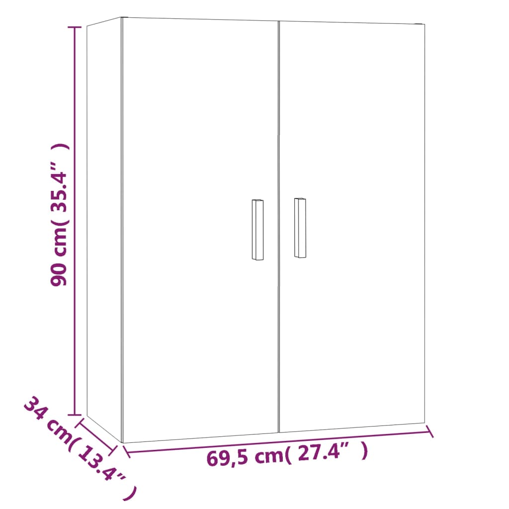 Armoire murale suspendue Sonoma gris 69,5x34x90 cm - XIOS