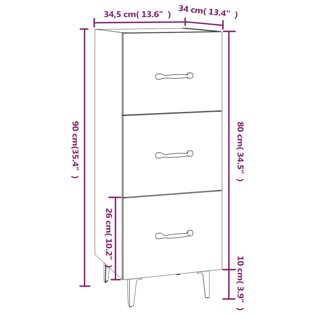Buffet Chêne fumé 34,5x34x90 cm Bois d'ingénierie - XIOS