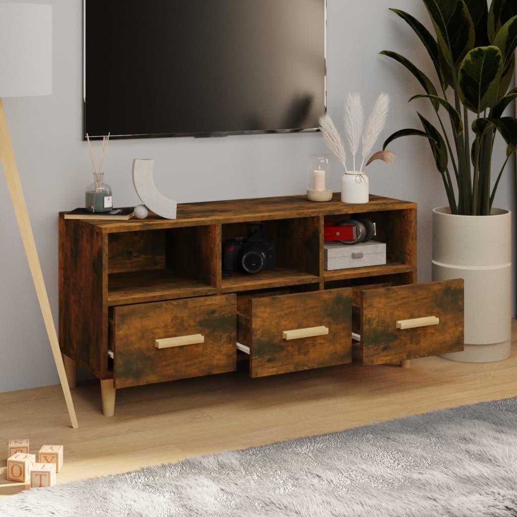 Meuble TV Chêne fumé 102x36x50 cm Bois d'ingénierie - XIOS