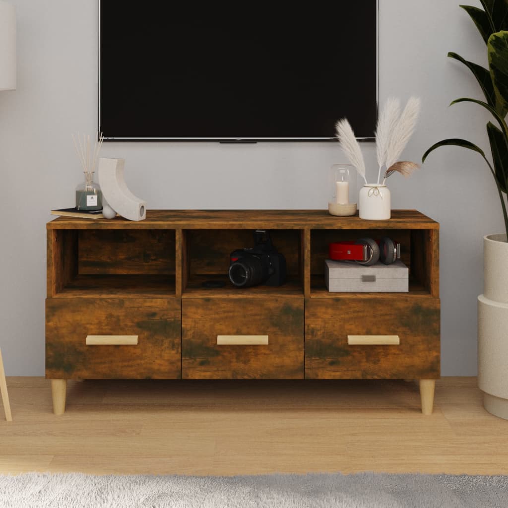 Meuble TV Chêne fumé 102x36x50 cm Bois d'ingénierie - XIOS