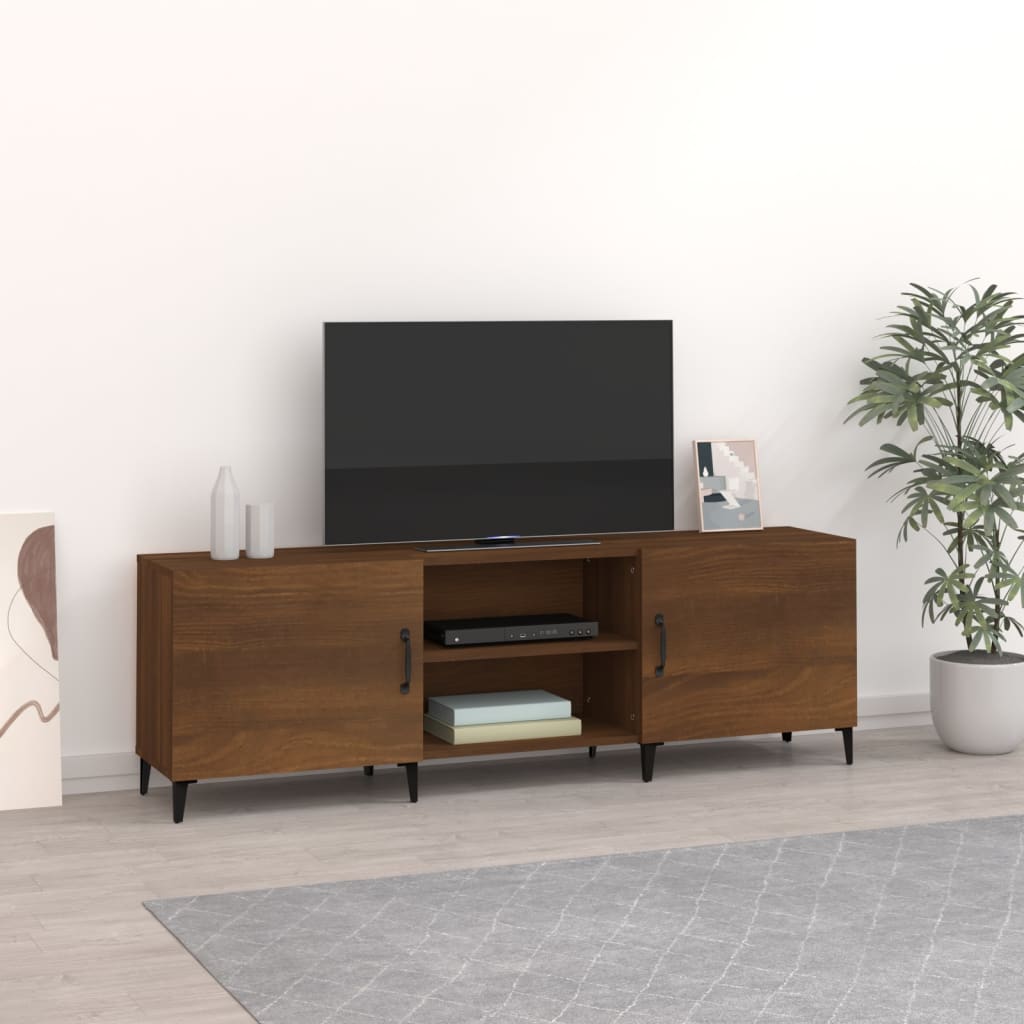 Meuble TV chêne marron 150x30x50 cm bois d'ingénierie - XIOS