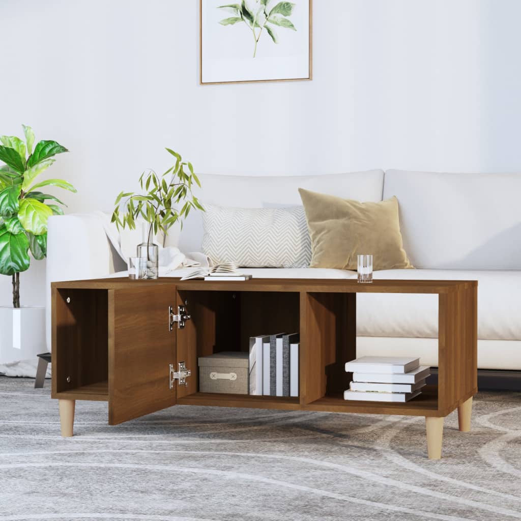 Table basse chêne marron 102x50x40 cm bois d'ingénierie - XIOS