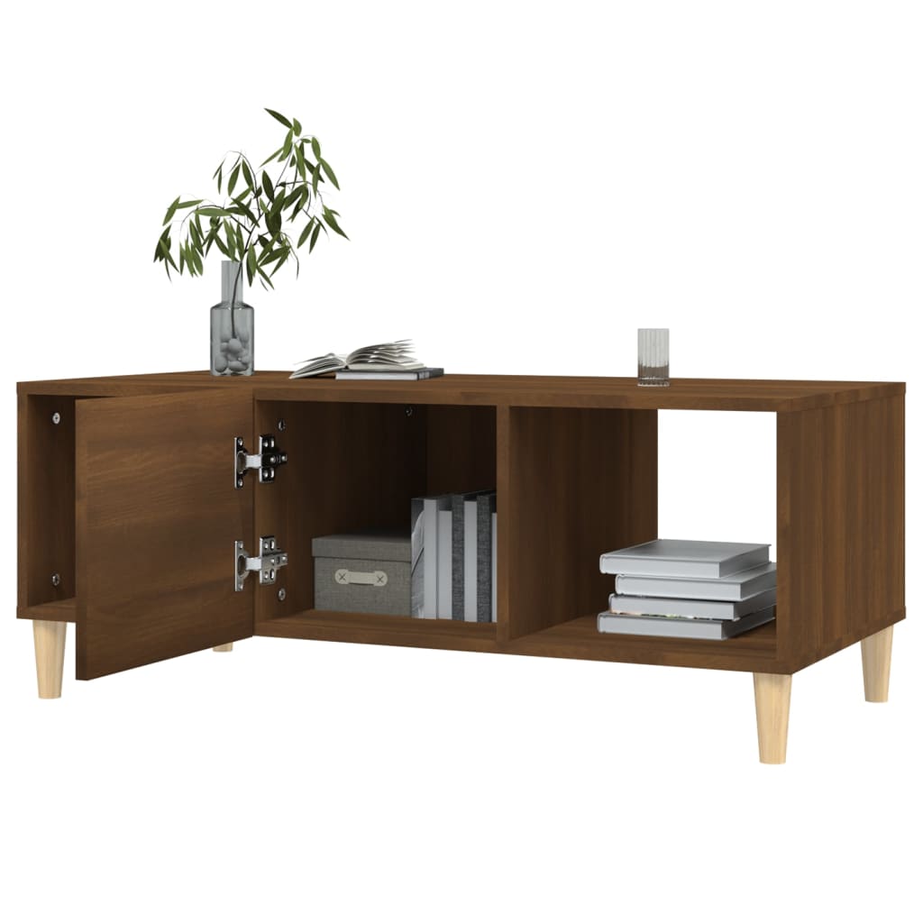 Table basse chêne marron 102x50x40 cm bois d'ingénierie - XIOS