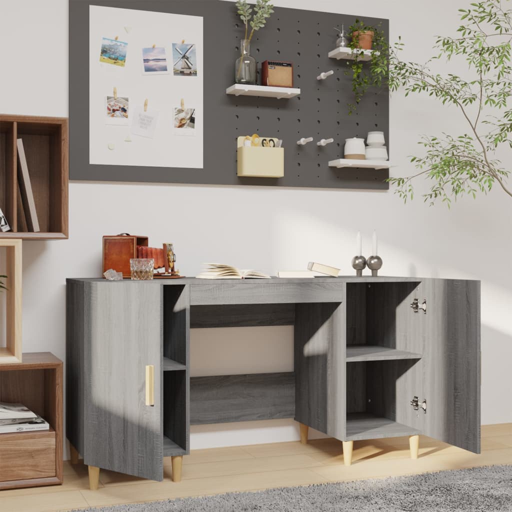 Bureau Sonoma gris 140x50x75 cm Bois d'ingénierie - XIOS