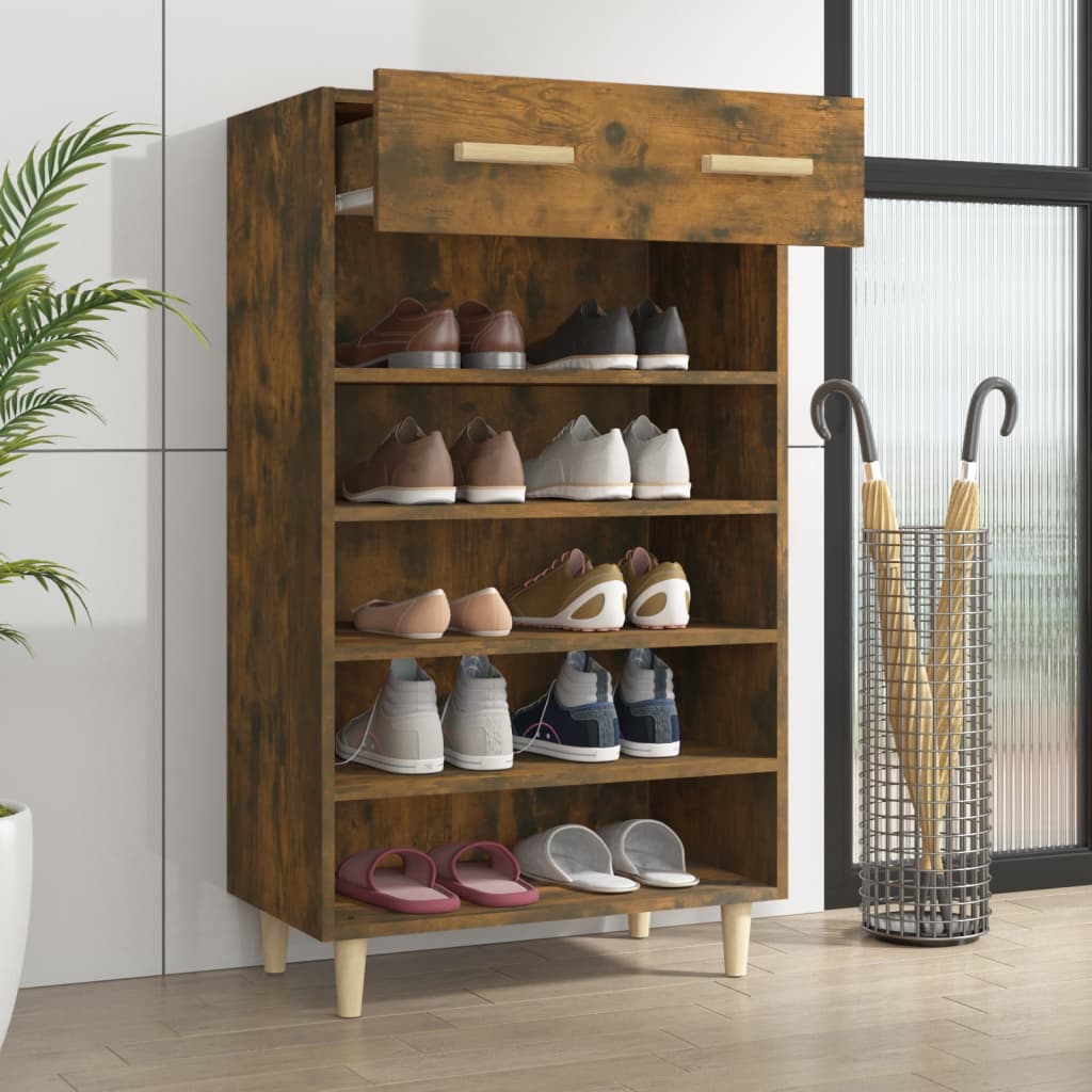 Meuble à chaussures Chêne fumé 60x35x105 cm Bois d'ingénierie - XIOS