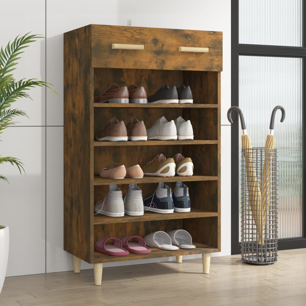 Meuble à chaussures Chêne fumé 60x35x105 cm Bois d'ingénierie - XIOS