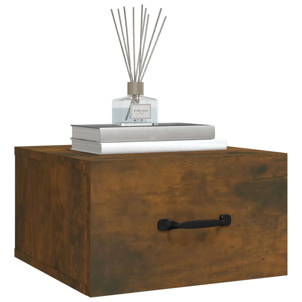 Table de chevet murale Chêne fumé 35x35x20 cm - XIOS