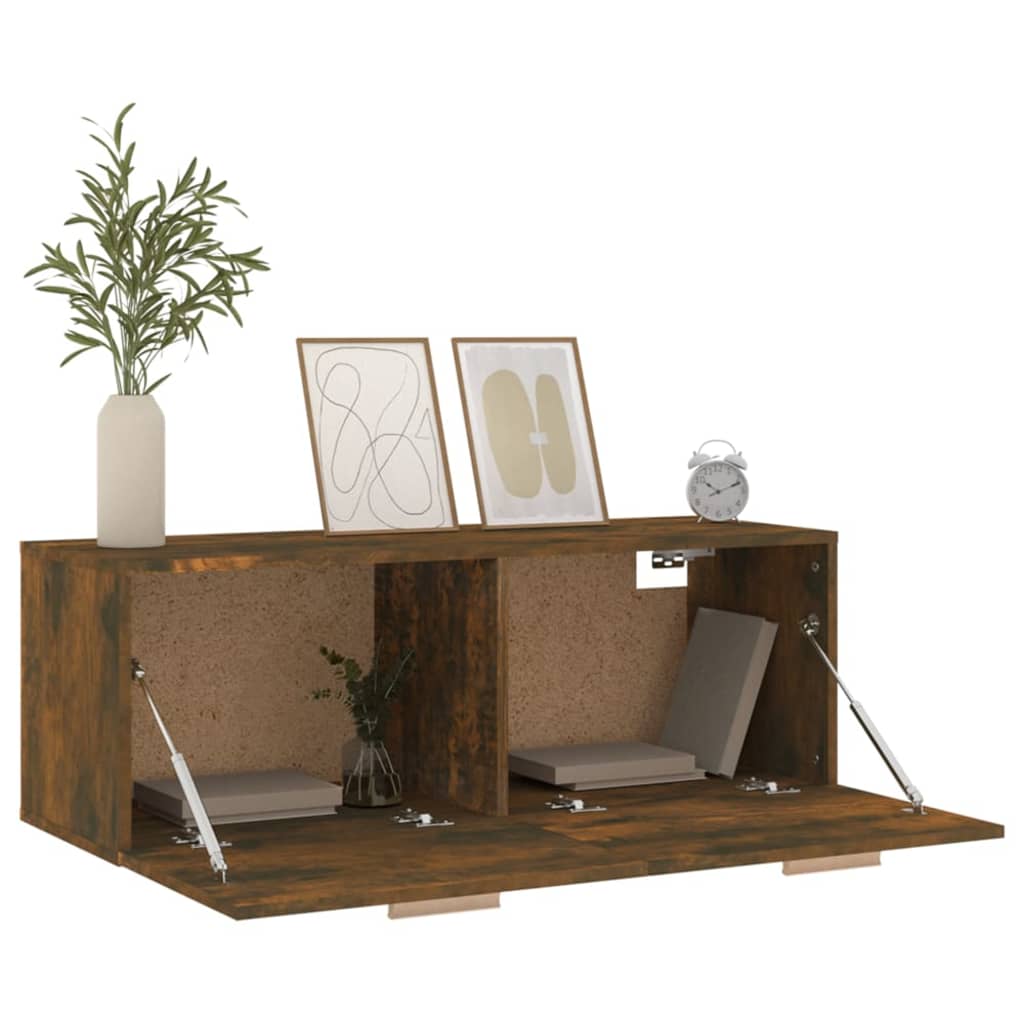 Armoire murale Chêne fumé 100x36,5x35 cm Bois d'ingénierie - XIOS