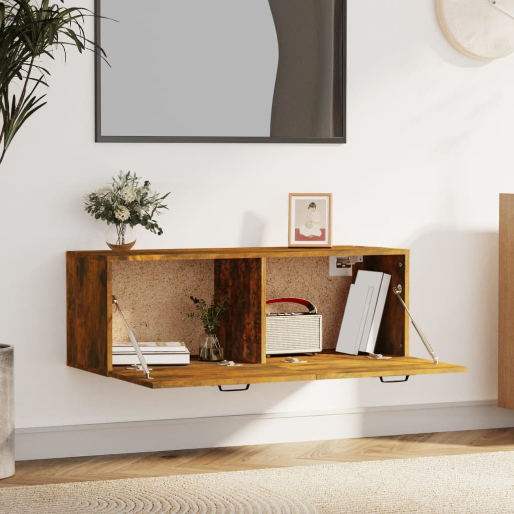 Armoire murale Chêne fumé 100x36,5x35 cm Bois d'ingénierie - XIOS