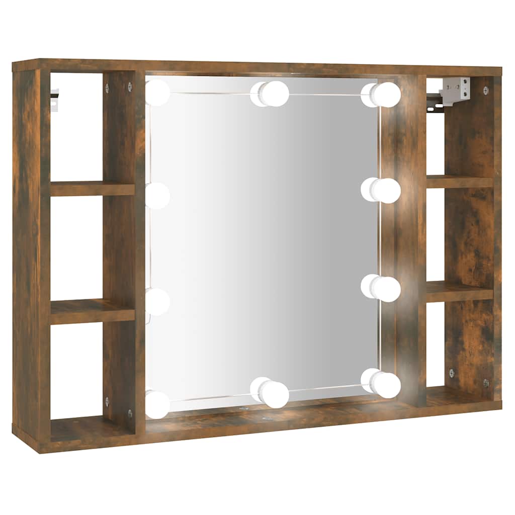 Armoire à miroir avec LED Chêne fumé 76x15x55 cm - XIOS