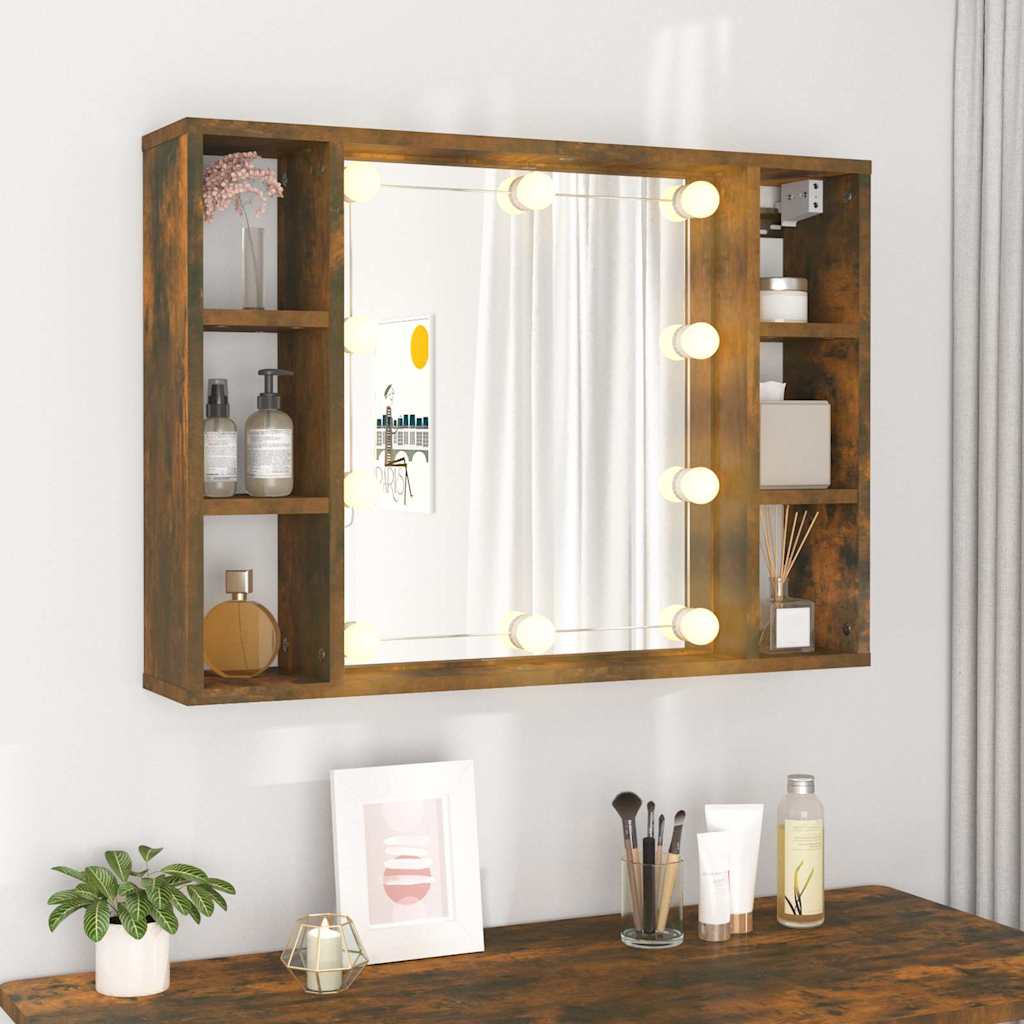 Armoire à miroir avec LED Chêne fumé 76x15x55 cm - XIOS