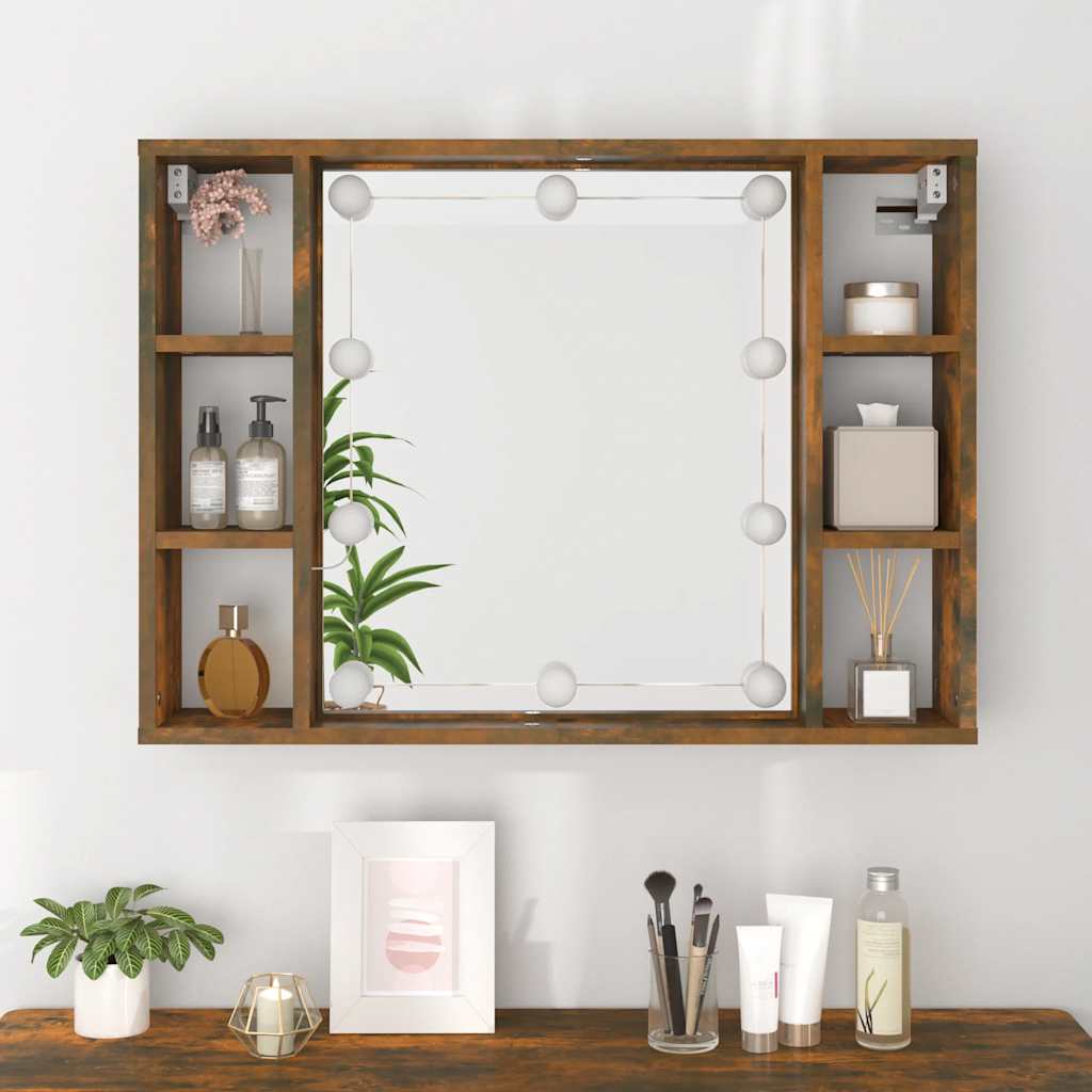 Armoire à miroir avec LED Chêne fumé 76x15x55 cm - XIOS