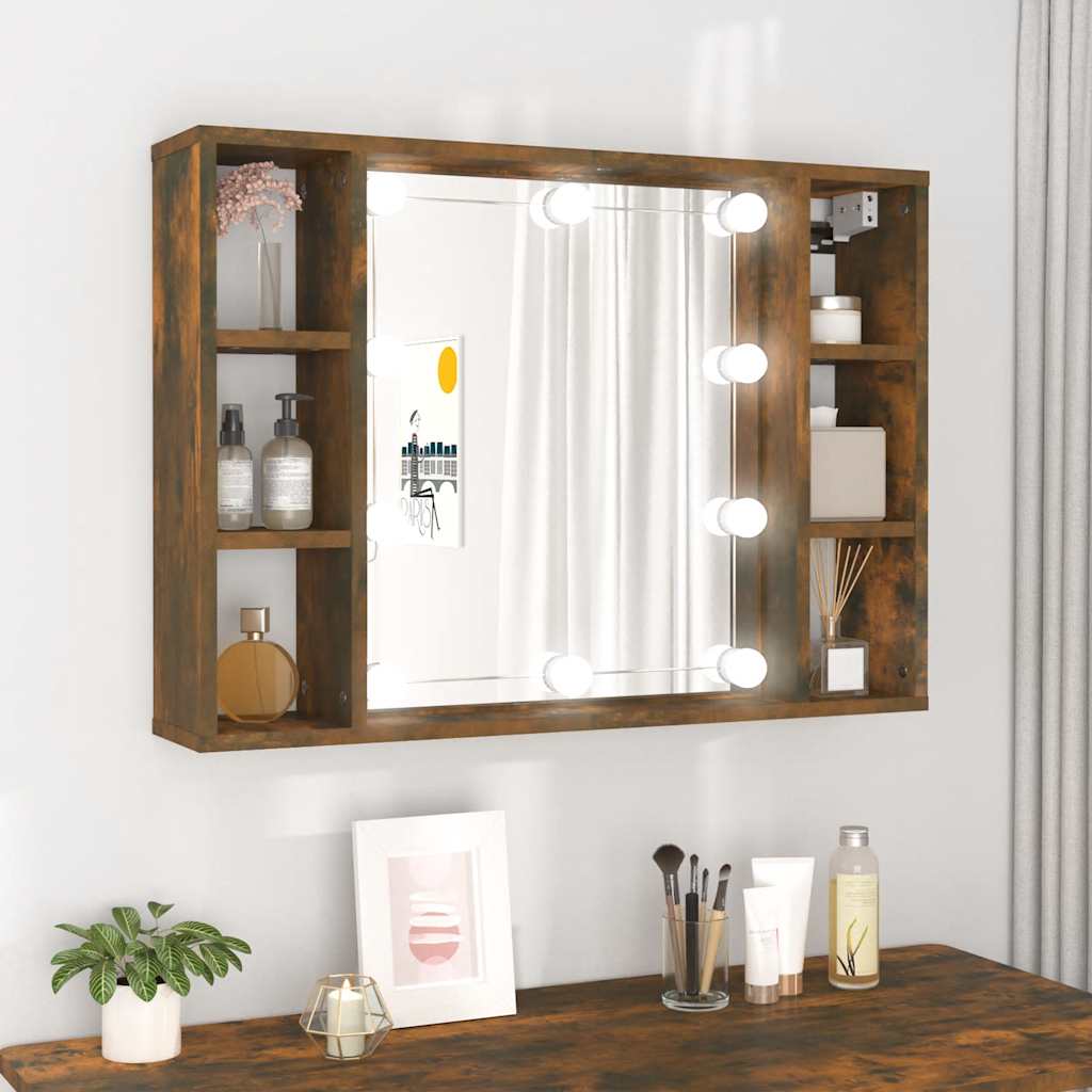 Armoire à miroir avec LED Chêne fumé 76x15x55 cm - XIOS