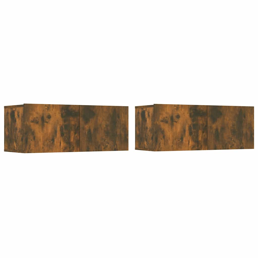 Meubles TV 2 pcs chêne fumé 80x30x30 cm bois d'ingénierie - XIOS