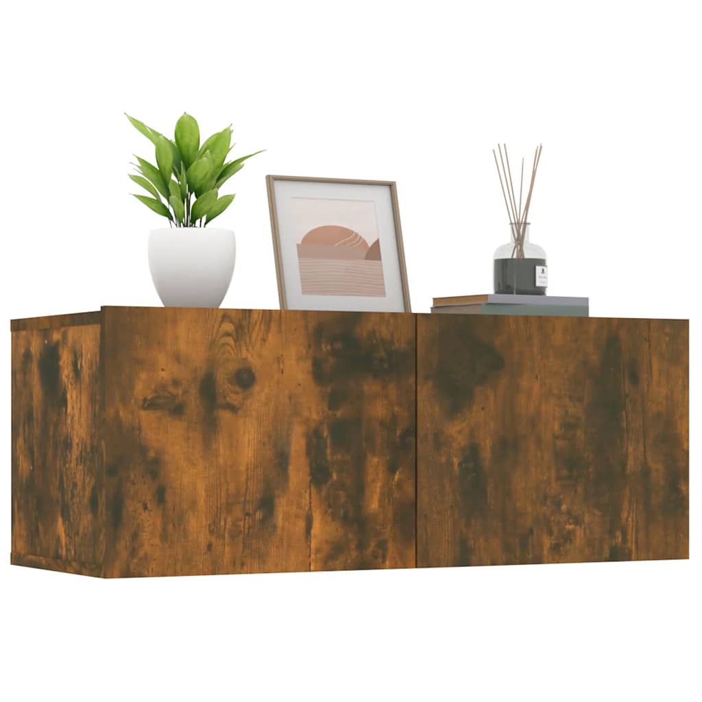 Meubles TV 2 pcs chêne fumé 80x30x30 cm bois d'ingénierie - XIOS