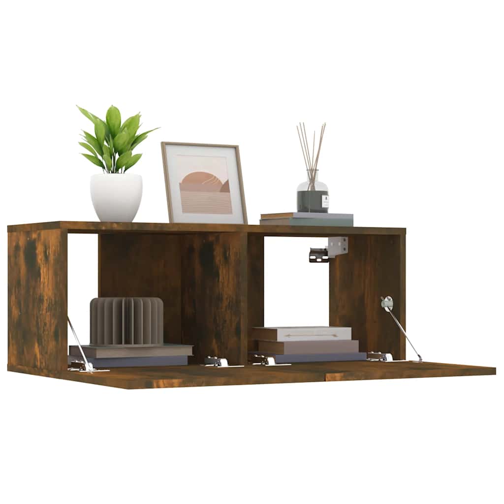 Meubles TV 2 pcs chêne fumé 80x30x30 cm bois d'ingénierie - XIOS