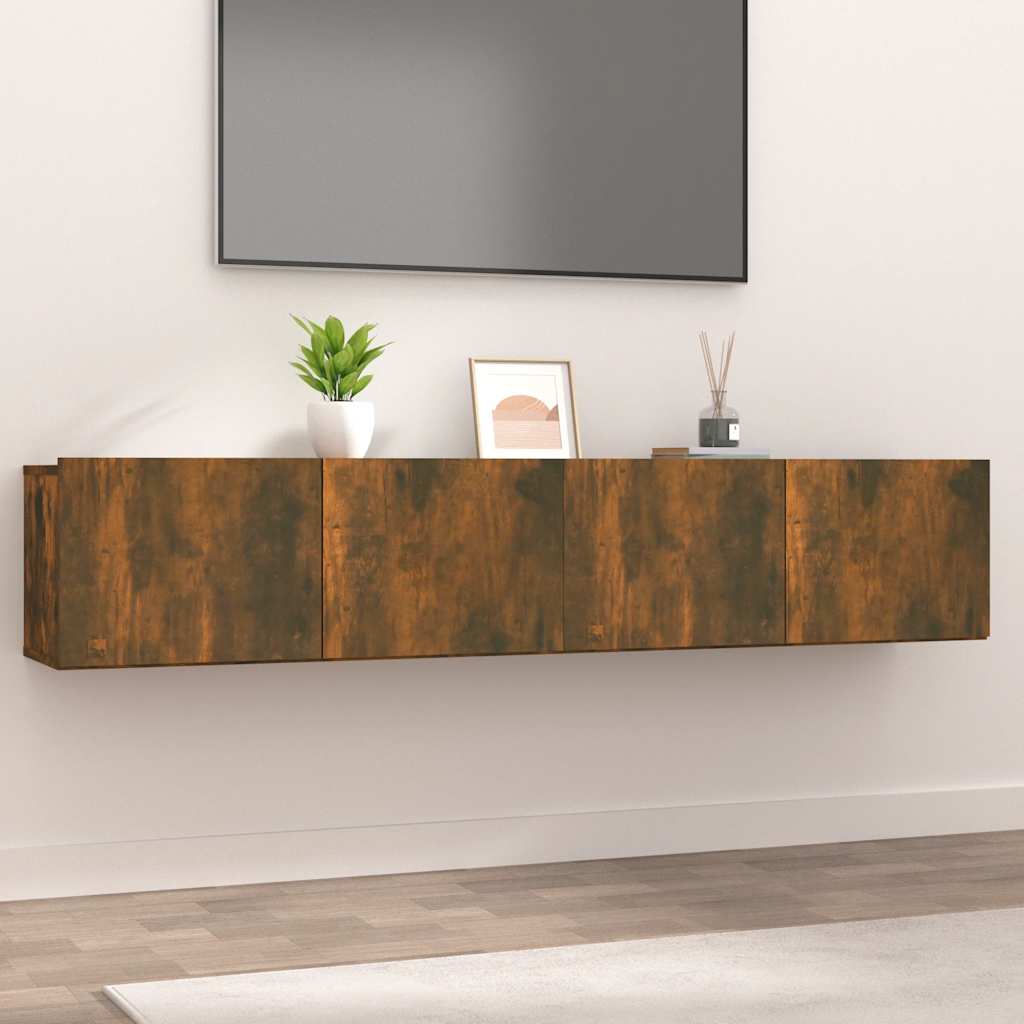 Meubles TV 2 pcs chêne fumé 80x30x30 cm bois d'ingénierie - XIOS