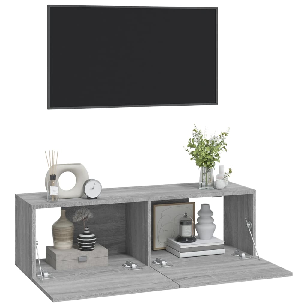 Meubles TV muraux 2pcs sonoma gris 100x30x30 cm bois ingénierie - XIOS