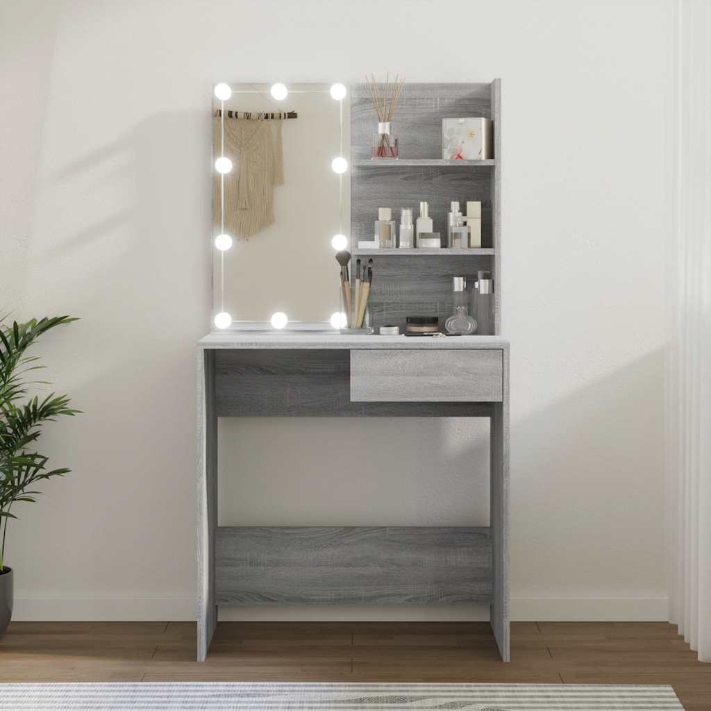 Coiffeuse avec LED Sonoma gris 74,5x40x141 cm - XIOS